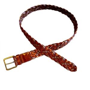 Massimo Dutti Brown Braided Leather Belt – Size 36/90 – Made in Spain
